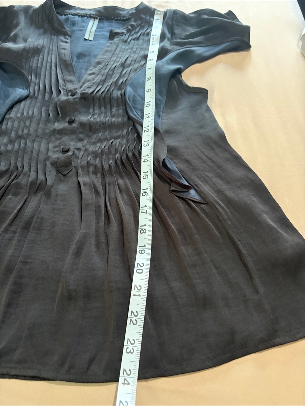 Anthropologie Black Ruffle Pintuck Blouse - Picture 11 of 13